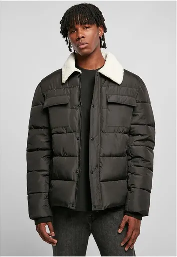 Urban Classics Sherpa Collar Padded Shirt Jacket black - S