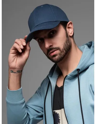 Jednobarevná pánská baseballová čepice – tmavě modrá V2 OM-ACCS-0105