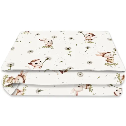 Miminu Povlečení do postýlky, bavlna, 2D sada, Kocourek a pampeliška - bílá, 135x100