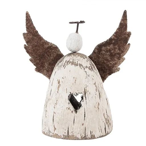 Dekorace dřevěná figurka anděl se srdíčkem Angel Rustic S - 11*5*11 cm Clayre & Eef
