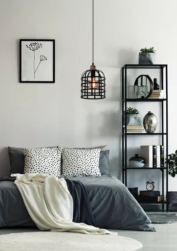 Černo-měděná kovová závěsná lampa 40W E27 Soleto