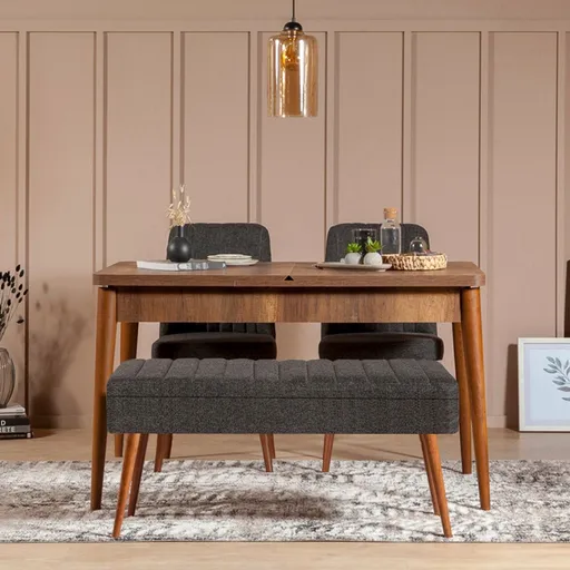 Jídelní set s rozkládacím stolem a židlemi (4 kusy) Vina 1053 - 3 - Anthracite, Walnut
