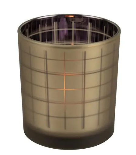 Zlatý skleněný károvaný svícen s fialovým vnitřkem vel.S - Ø 7,5*8cm Mars & More