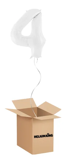 HeliumKing Balónový box - Narodeninové číslo 4 biely 86 cm