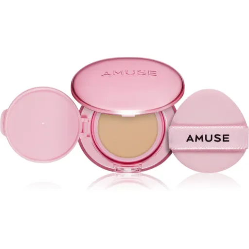 AMUSE Dew Power Vegan Cushion dlouhotrvající make-up v houbičce pro rozjasnění a vyhlazení pleti odstín 03 Honey 15 g