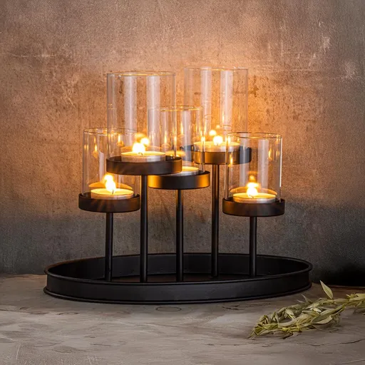 Haushalt international Kovový svícen na 5 čajových svíček