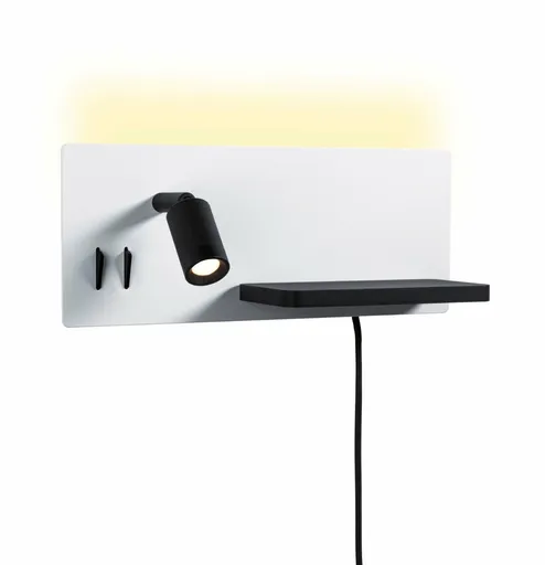 PAULMANN LED nástěnné svítidlo Serra USB C 2700K / 230V 5,5 / 1x2,6W stmívatelné bílá mat/černá mat levé