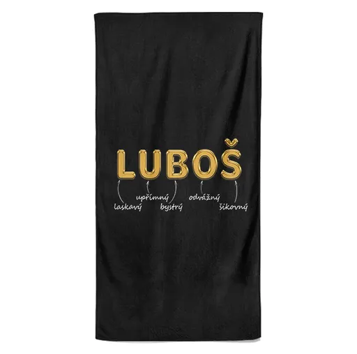 Osuška Mužská jména – GOLD (Jméno: Luboš, Velikost osušky: 70x140cm)
