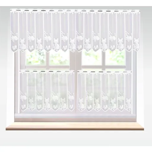 Záclona žakárová, Lišky vitrážka metráž, bílá 40 cm