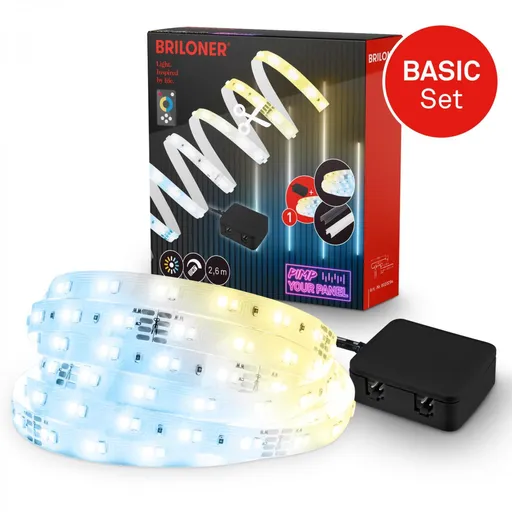 BRILONER Startovací sada CCT LED pásek pro nástěnné panely – 260cm, dálkový ovladač, vč. rozbočovače 8020294
