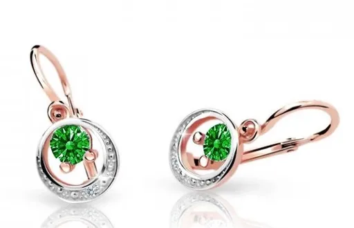 Cutie Jewellery Dětské náušnice z růžového zlata C1997-10-X-4 zelená