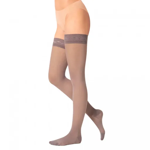 MAXIS RELAX PREMIUM Stehenní kompresní punčochy s krajkou vel. M purple rain