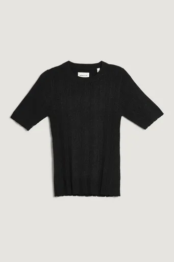 SVETR GANT METALLIC RIBBED SS C-NECK BLACK