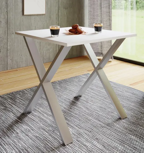VCM Jídelní stůl Xona 80x80 X-nohy, bílý