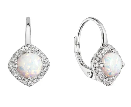 Evolution Group - Pavona Okouzlující náušnice se syntetickými opály 11463.1 white