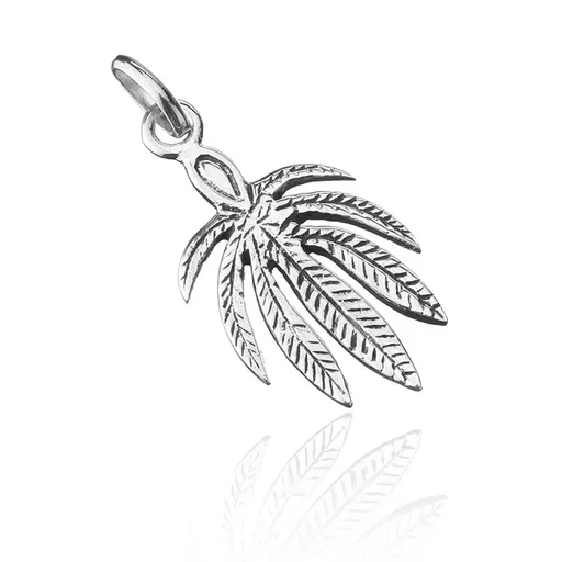 Stříbrný přívěsek 925 - list konopí s patinou