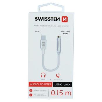 SWISSTEN Redukce USB-C JACK 3,5 mm, 15 cm, stříbrná