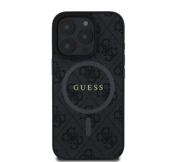 Guess 4G Ring Classic Logo Apple iPhone 16 Pro hátlap tok, fekete/barna GUHMP16LG4GFRK