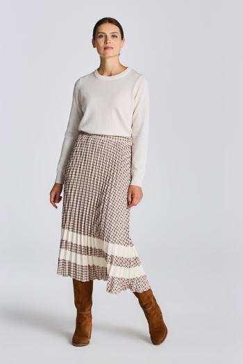 SZOKNYA GANT D1. CHECK PLEATED SKIRT TOFFEE BEIGE