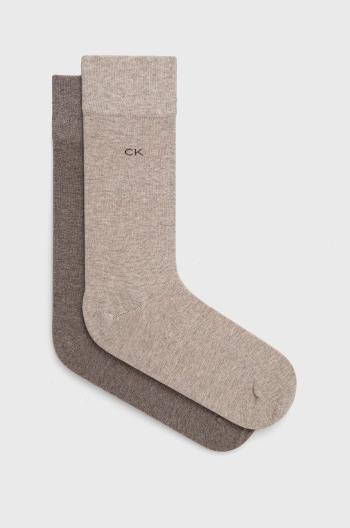 Ponožky Calvin Klein 2-pack pánské, hnědá barva, 701218631