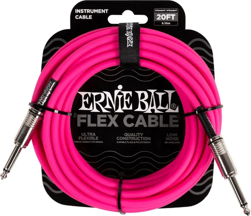 Ernie Ball Flex Instrument Cable 20' Pink