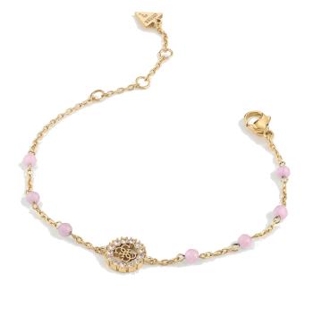 Guess Půvabný pozlacený náramek s korálky Natural Stones JUBB03074JWYGLR 19,5 cm