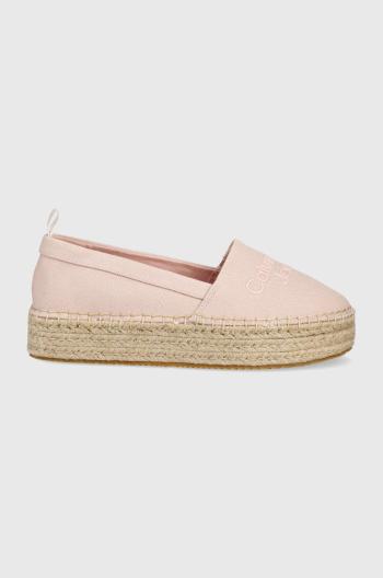 Espadrilky Calvin Klein Jeans růžová barva, na platformě