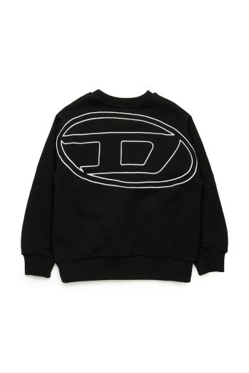 Detská bavlnená mikina Diesel SROBMEGOVALD OVER SWEAT-SHIRT čierna farba, s potlačou, J02274