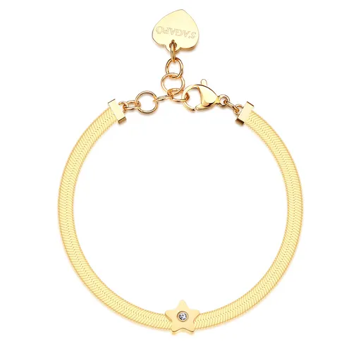 S'Agapõ Pozlacený ocelový náramek Hvězda Click SCK249