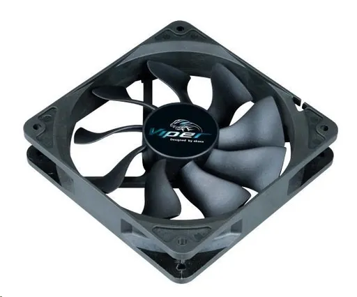 AKASA ventilátor Viper, Black Fan 12cm, 120x120x25mm, HDB, 4 pin PWM