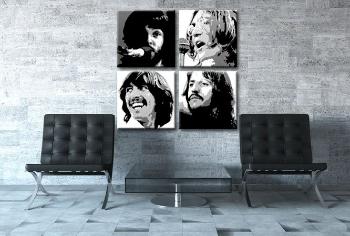 Ručně malovaný POP Art Beatles 4 dílný 100x100cm