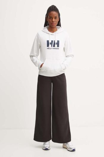 Bavlněná mikina Helly Hansen HH LOGO 2.0 dámská, šedá barva, s kapucí, s potiskem, 34460