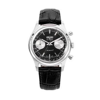 Vulcain Chronograph 70's - Black / Silver - Black Alligator