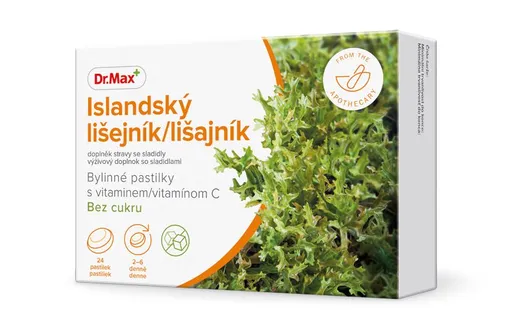 Dr. Max Islandský lišejník bylinné pastilky bez cukru 24 pastilek