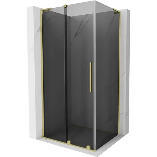 MEXEN/S Velar L sprchový kout, posuvné dveře 120 x 80, grafit, zlato kartáčovaná 871-120-080-43-55