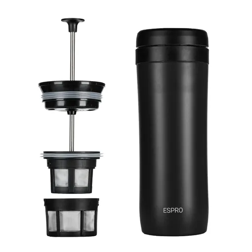French press kávovar TRAVEL PRESS P1 350 ml, černá, nerezová ocel, Espro