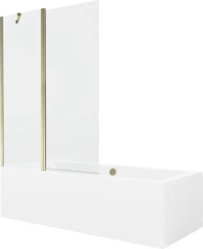 MEXEN/S Cube obdélníková vana 170 x 80 cm s panelem + vanová zástěna 120, transparent, zlatá 550517080X9412115000