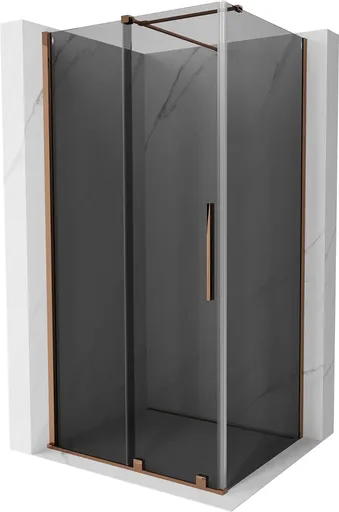 MEXEN/S Velar sprchový kout, posuvné dveře 120 x 70, grafit, růžové zlato 871-120-070-41-60