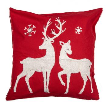 Červený povlak na polštář s jeleny Merry Christmas Deer - 45*45 cm KT021.357