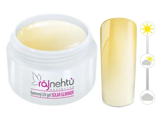 Ráj nehtů Barevný UV gel SOLAR GLIMMER 5 ml - Yellow