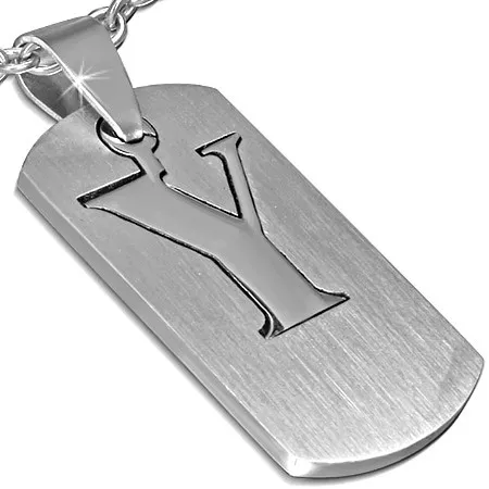 Ocelový přívěsek - dvoudílný štítek s písmenem Y