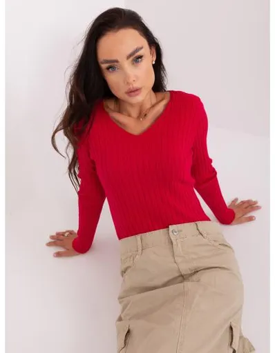 Dámský svetr pruhovaný GUIL červený