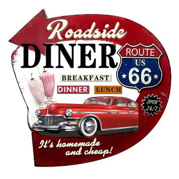 Nástěnná kovová cedule Diner Route 66 - 56*1*54 cm 6Y5018