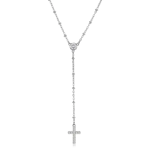 S'Agapõ Dámský ocelový náhrdelník s křížkem Dazzly SDZ136