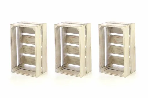 VINTAGE DIVERO 43895 Sada dřevěných bedýnek - 3 ks bílá