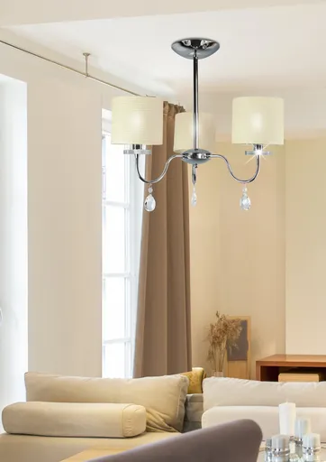 Chromová stropní lampa 3x40W lustr + krystaly Estera