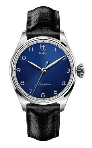 Biatec Marine 01 N - Černý kožený řemínek se vzorem aligátora