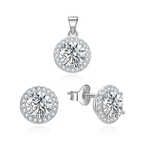 Beneto Blyštivá souprava stříbrných šperků se zirkony AGSET360 (přívěsek, náušnice)