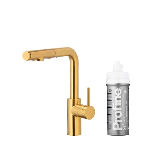 KFA Baterie dřezová DUERO PURE BASIC výsuvná s filtrací broušené zlato 6623-114-31