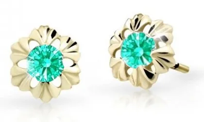 Cutie Jewellery Zlaté dětské náušnice C2213-30-X-1 světle zelená